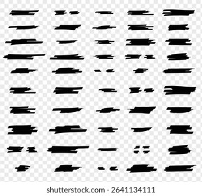 black line check mark, underline, circle. Hand drawn doodle sketch black marker stroke emphases, highlight, check mark elements. Study focus, important underline, circle sketch. Vector illustration.