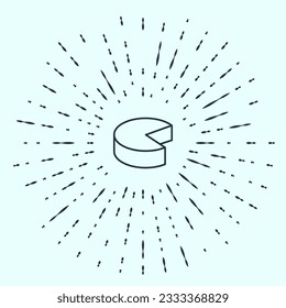 Black line Cheese icon isolated on grey background. Abstract circle random dots. Vector