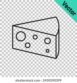 Black line Cheese icon isolated on transparent background.  Vector