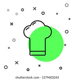 Black line Chef hat icon isolated on white background. Cooking symbol. Cooks hat.  Vector Illustration