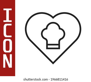 Black line Chef hat icon isolated on white background. Cooking symbol. Cooks hat.  Vector