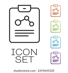 Black line Chemistry report icon isolated on white background. Set icons colorful. Vector