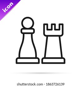 Black line Chess icon isolated on white background. Business strategy. Game, management, finance.  Vector