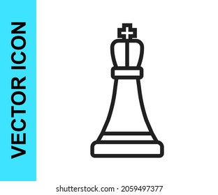 Black line Chess icon isolated on white background. Business strategy. Game, management, finance.  Vector