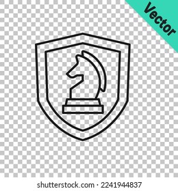 Black line Chess icon isolated on transparent background. Business strategy. Game, management, finance.  Vector