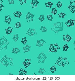 Black line Chess icon isolated seamless pattern on green background. Business strategy. Game, management, finance.  Vector