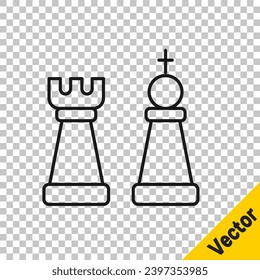 Black line Chess icon isolated on transparent background. Business strategy. Game, management, finance.  Vector