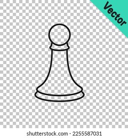 Black line Chess pawn icon isolated on transparent background.  Vector