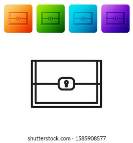 Black line Chest for game icon isolated on white background. Set icons in color square buttons. Vector Illustration