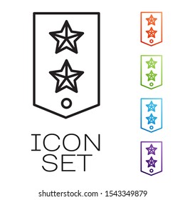Black line Chevron icon isolated on white background. Military badge sign. Set icons colorful. Vector Illustration