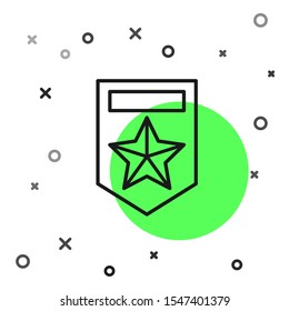 Black line Chevron icon isolated on white background. Military badge sign.  Vector Illustration