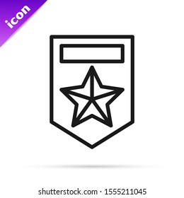 Black line Chevron icon isolated on white background. Military badge sign.  Vector Illustration