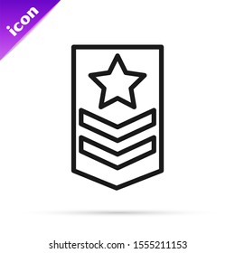 Black line Chevron icon isolated on white background. Military badge sign.  Vector Illustration