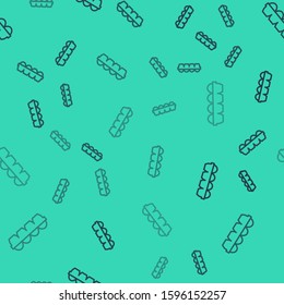 Black line Chicken egg in box icon isolated seamless pattern on green background.  Vector Illustration