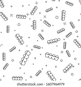 Black line Chicken egg in box icon isolated seamless pattern on white background.  Vector Illustration