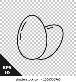 Black line Chicken egg icon isolated on transparent background.  Vector Illustration