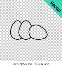 Black line Chicken egg icon isolated on transparent background.  Vector