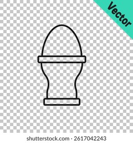 Black line Chicken egg on a stand icon isolated on transparent background.  Vector