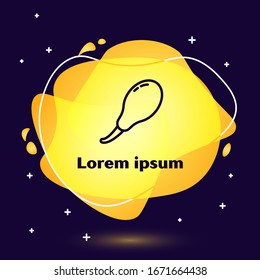 Black line Chicken leg icon isolated on blue background. Chicken drumstick. Abstract banner with liquid shapes. Vector Illustration