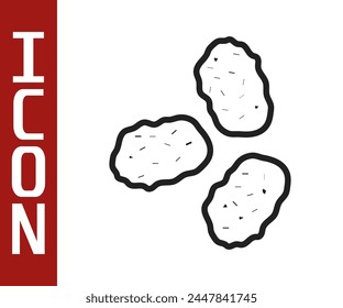 Black line Chicken nuggets icon isolated on white background.  Vector Illustration