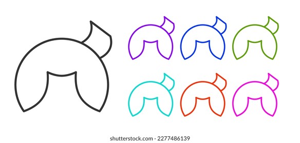 Black line Chinese fortune cookie icon isolated on white background. Asian traditional. Set icons colorful. Vector