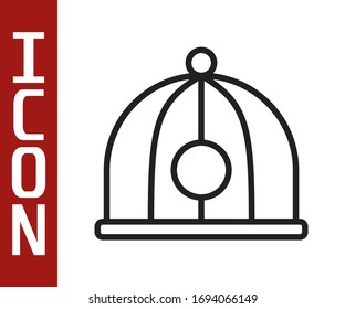 Black line Chinese hat icon isolated on white background.  Vector Illustration