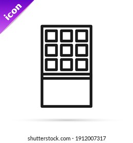 Black line Chocolate bar icon isolated on white background.  Vector