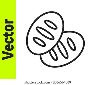 Black line Christian bread icon isolated on white background. Religion and Christianity.  Vector