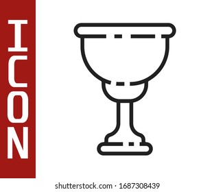 Black line Christian chalice icon isolated on white background. Christianity icon. Happy Easter.  Vector Illustration