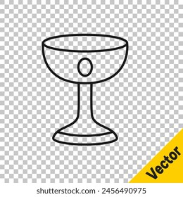 Black line Christian chalice icon isolated on transparent background. Christianity icon. Happy Easter.  Vector