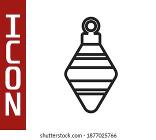 Black line Christmas ball icon isolated on white background. Merry Christmas and Happy New Year.  Vector