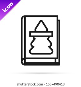Black line Christmas book cover or flyer template icon isolated on white background. Merry Christmas and Happy New Year.  Vector Illustration