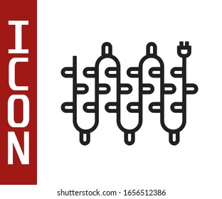 Black line Christmas lights icon isolated on white background. Merry Christmas and Happy New Year.  Vector Illustration