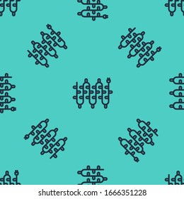 Black line Christmas lights icon isolated seamless pattern on green background. Merry Christmas and Happy New Year.  Vector Illustration