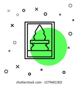 Black line Christmas postcard icon isolated on white background. Merry Christmas and Happy New Year.  Vector Illustration