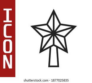 Black line Christmas star icon isolated on white background. Merry Christmas and Happy New Year.  Vector