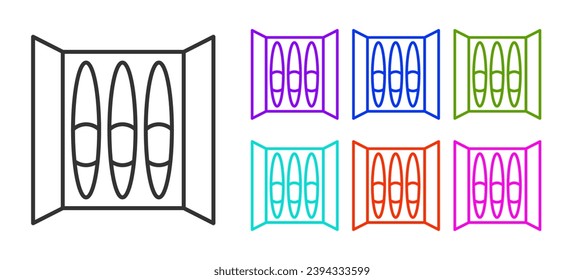 Black line Cigar icon isolated on white background. Set icons colorful. Vector