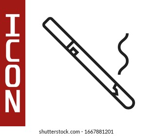 Black line Cigarette icon isolated on white background. Tobacco sign. Smoking symbol.  Vector Illustration