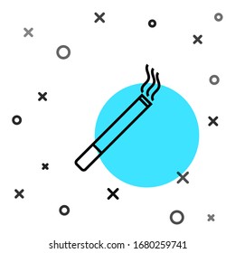 Black line Cigarette icon isolated on white background. Tobacco sign. Smoking symbol. Random dynamic shapes. Vector Illustration
