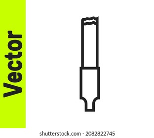 Icono de Cigarrillo de línea negra aislado en fondo blanco. Señal de tabaco. Símbolo de tabaco.  Vector