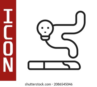 Icono de Cigarrillo de línea negra aislado en fondo blanco. Señal de tabaco. Símbolo de tabaco.  Vector