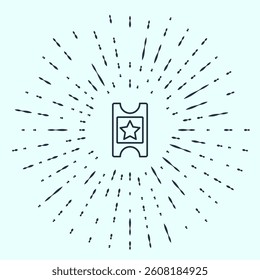 Black line Cinema ticket icon isolated on grey background. Abstract circle random dots. Vector