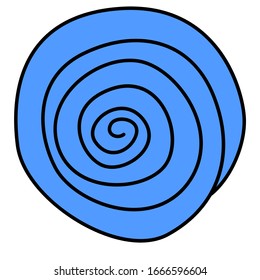 Canela de línea negra sobre fondo blanco aislado. Cubierta de caracol abstracta para pegatinas, baldosas de baño o ropa de cama. Maletín de teléfono, pantalones o caricatura. Dibujo vectorial tipo caricatura infantil