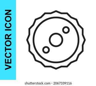 Black line Circular saw blade icon isolated on white background. Saw wheel.  Vector