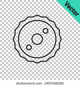 Black line Circular saw blade icon isolated on transparent background. Saw wheel.  Vector