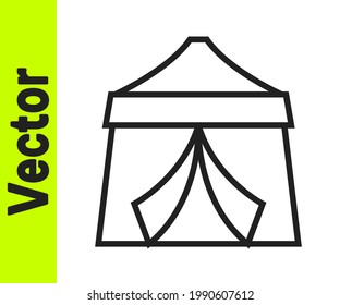 Black line Circus tent icon isolated on white background. Carnival camping tent. Amusement park.  Vector