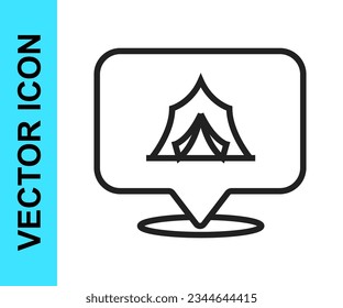 Black line Circus tent icon isolated on white background. Carnival camping tent. Amusement park.  Vector
