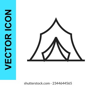 Black line Circus tent icon isolated on white background. Carnival camping tent. Amusement park.  Vector