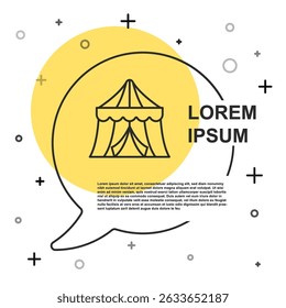 Black line Circus tent icon isolated on white background. Carnival camping tent. Amusement park. Random dynamic shapes. Vector