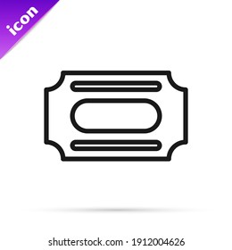 Black line Circus ticket icon isolated on white background. Amusement park.  Vector